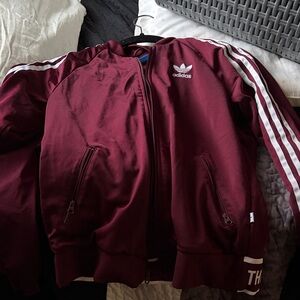 Adidas Men's Burgundy Bomber Jacket